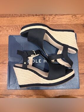 Cole Haan Black Cloudfeel Wedge Sandals size 6.5